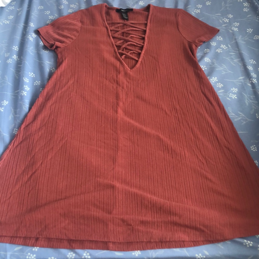 Criss cross ribbed t-shirt dress